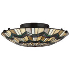 Alcott 2-Light Flush Mount Ceiling Light (Mission Style with Green Accents)