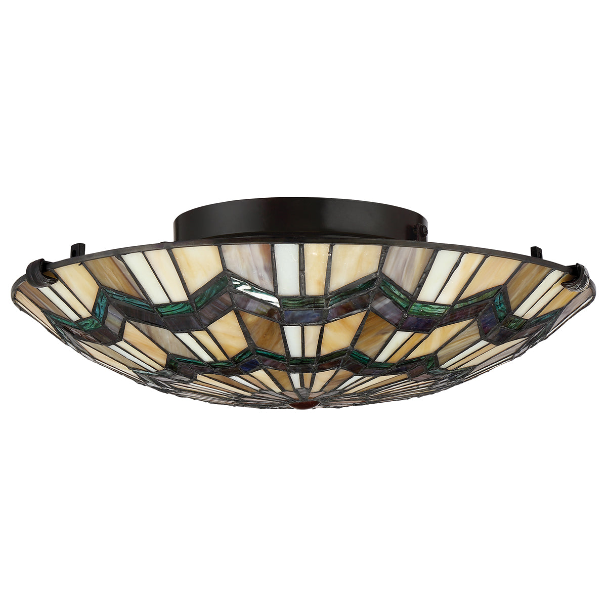 Alcott 2-Light Flush Mount Ceiling Light (Mission Style with Green Accents)
