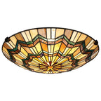 Alcott 2-Light Flush Mount Ceiling Light (Mission Style with Green Accents)