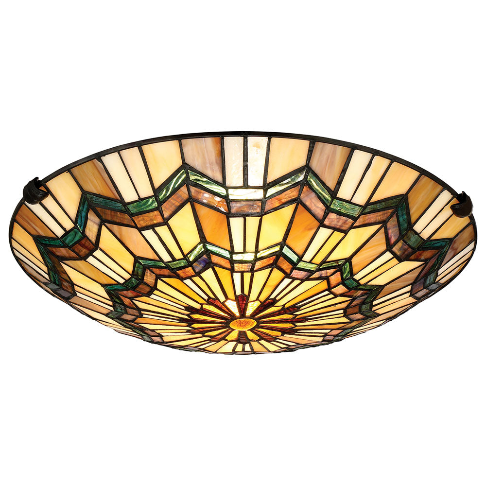 Alcott 2-Light Flush Mount Ceiling Light (Mission Style with Green Accents)