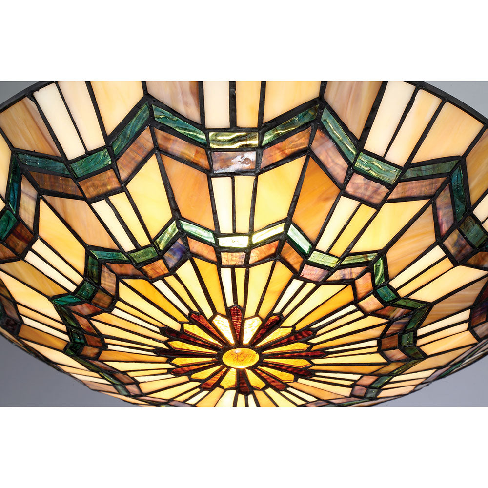 Alcott 2-Light Flush Mount Ceiling Light (Mission Style with Green Accents)