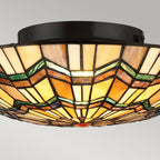 Alcott 2-Light Flush Mount Ceiling Light (Mission Style with Green Accents)