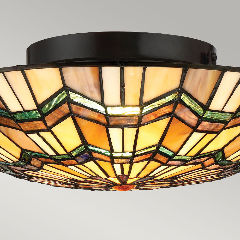 Alcott 2-Light Flush Mount Ceiling Light (Mission Style with Green Accents)