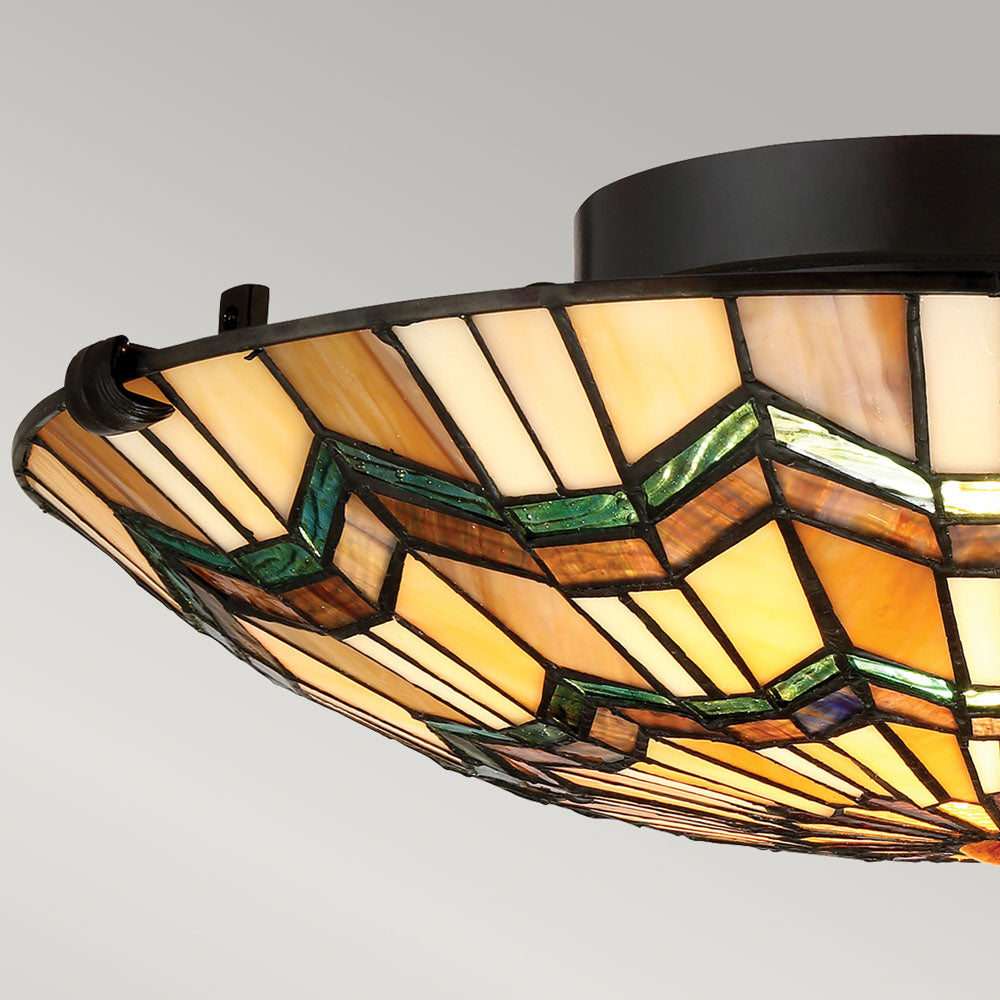 Alcott 2-Light Flush Mount Ceiling Light (Mission Style with Green Accents)