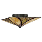 Asheville 2-Light Flush Mount Ceiling Light (Valiant Bronze & Classic Tiffany Shades)