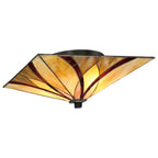 Asheville 2-Light Flush Mount Ceiling Light (Valiant Bronze & Classic Tiffany Shades)