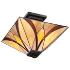 Asheville 2-Light Semi-Flush Mount Ceiling Light (Valiant Bronze & Classic Tiffany Shades)