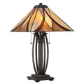 Asheville 2-Light Table Lamp (Classic Tiffany Style with Valiant Bronze Base)