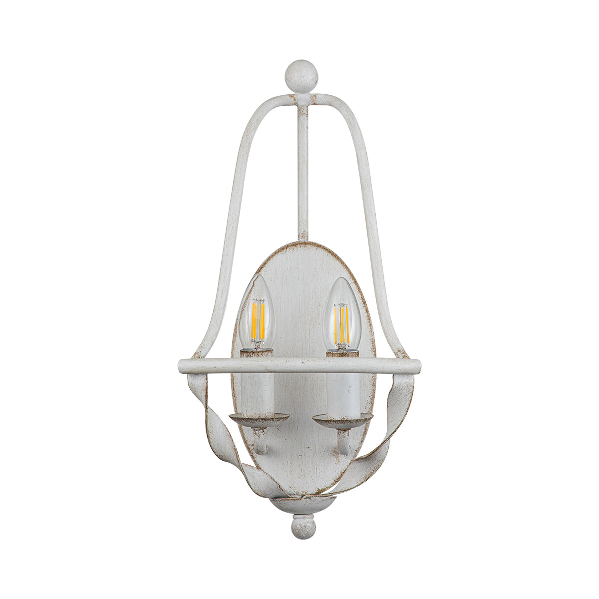 Bradbury 2-Light Antique White Wall Sconce (Fluted Steel Design)