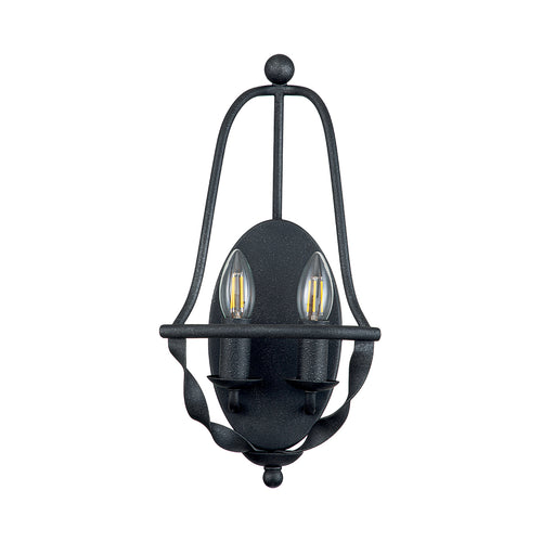 Bradbury 2-Light Grey Ash Wall Sconce (Fluted Steel Design)