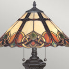 Cambridge 2-Light Tiffany Style Table Lamp (Beige & Green Glass)