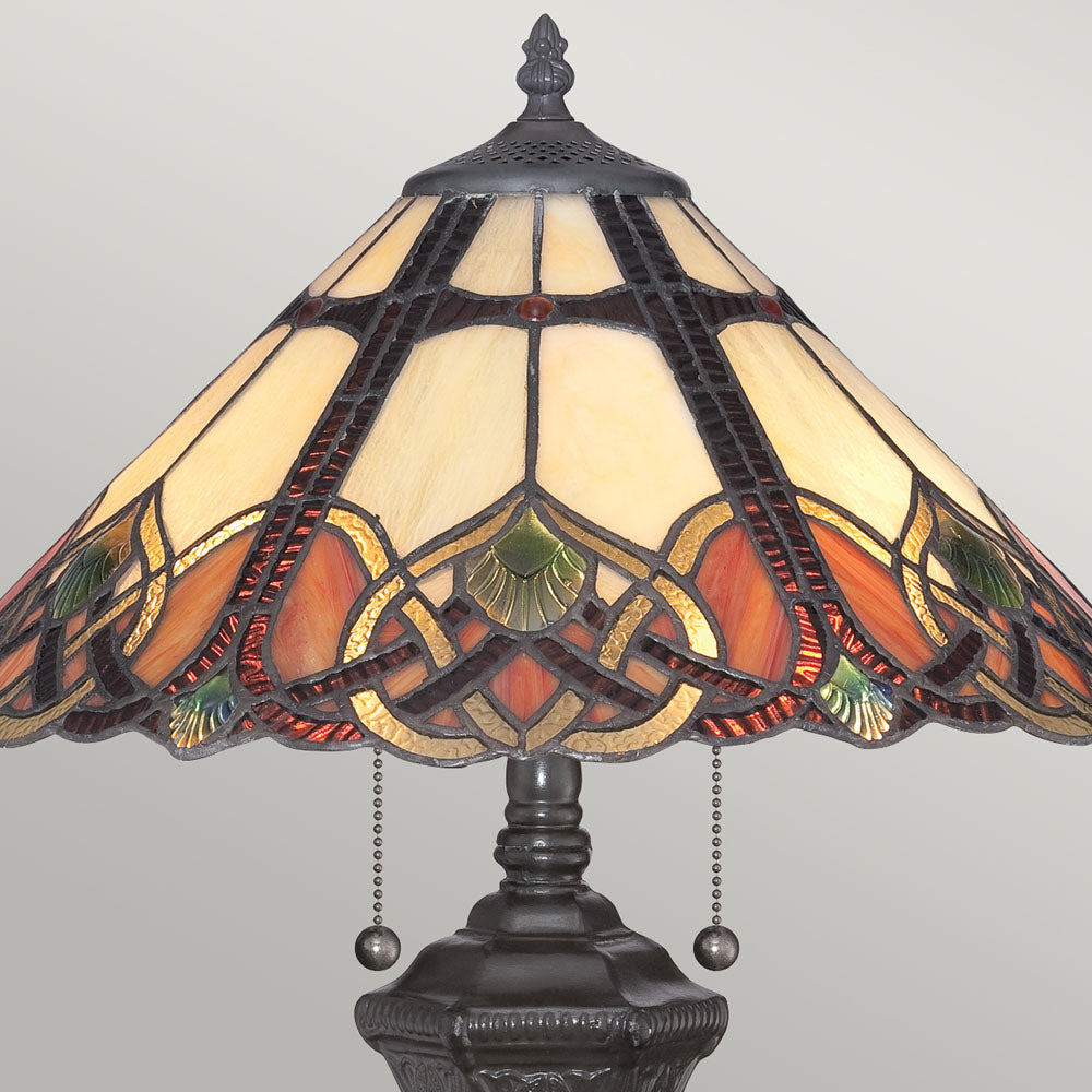 Cambridge 2-Light Tiffany Style Table Lamp (Beige & Green Glass)