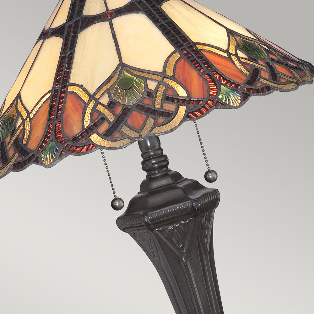 Cambridge 2-Light Tiffany Style Table Lamp (Beige & Green Glass)
