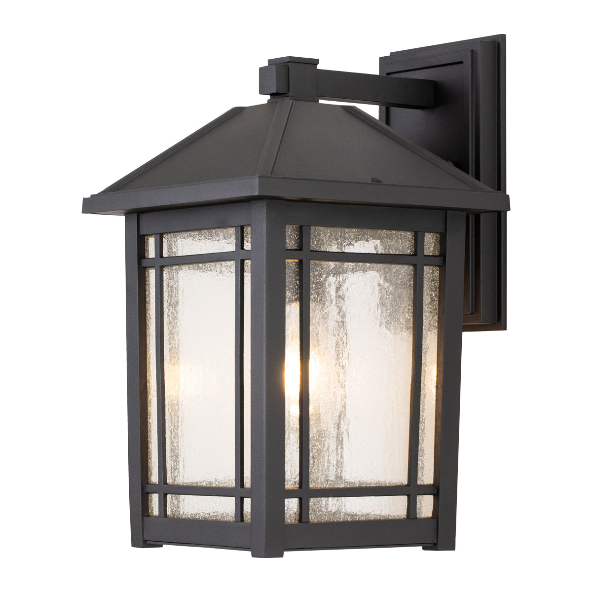 Cedar Point Large Black Outdoor Wall Lantern (Seedy Glass)