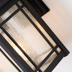 Cedar Point Medium Black Outdoor Wall Lantern (Seedy Glass)