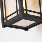 Cedar Point Medium Black Outdoor Wall Lantern (Seedy Glass)