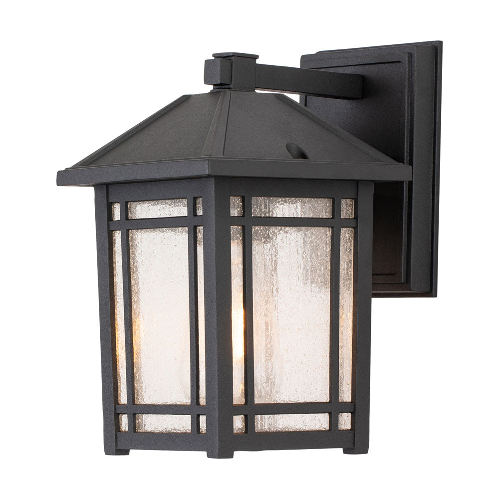 Cedar Point Small Black Outdoor Wall Lantern (Seedy Glass)