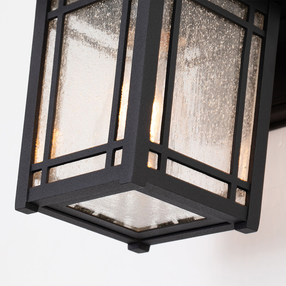 Cedar Point Small Black Outdoor Wall Lantern (Seedy Glass)