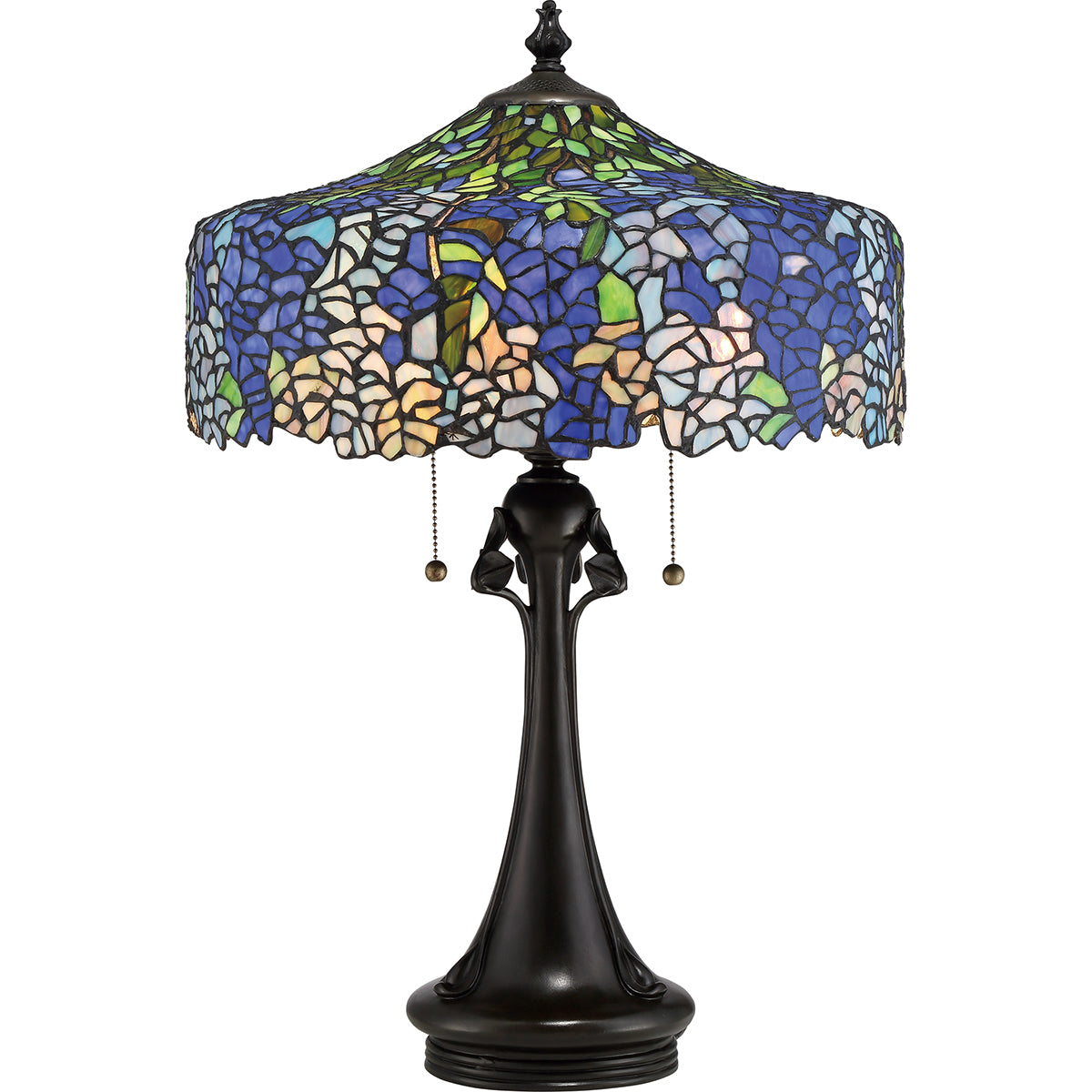Cobalt 3 Light Tiffany Table Lamp - Vintage Bronze