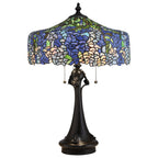 Cobalt 3 Light Tiffany Table Lamp - Vintage Bronze