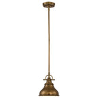 Emery 1-Light Mini Pendant (Weathered Brass - Classic Americana Style)