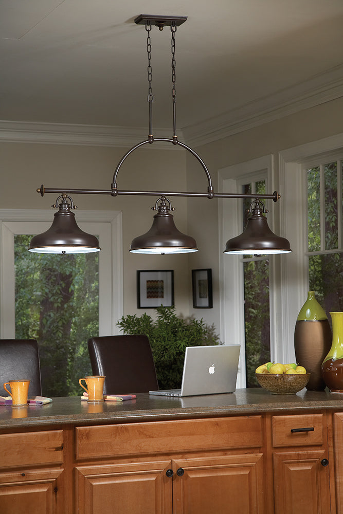 Emery 3-Light Palladian Bronze Island Pendant (Classic Americana Style)
