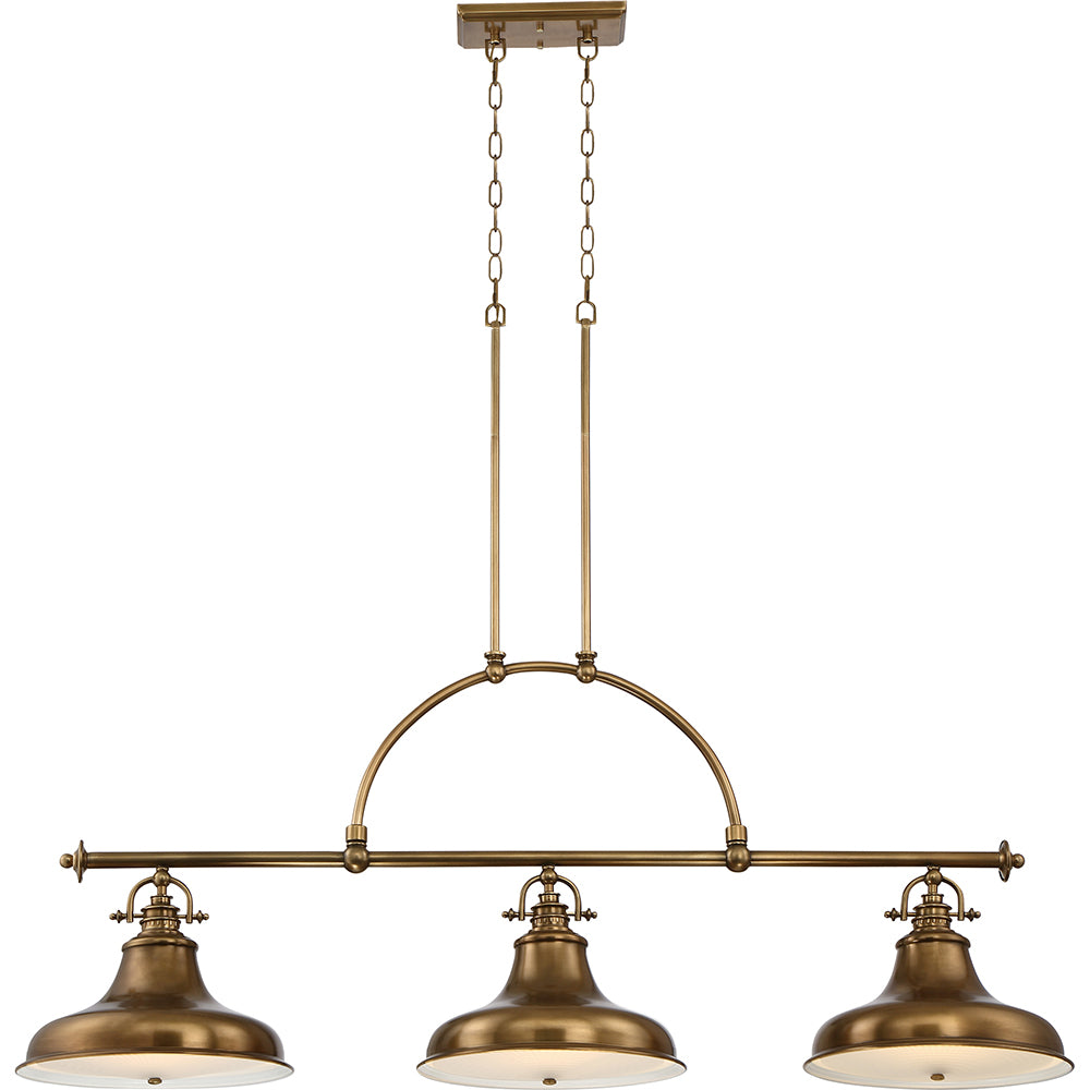Emery 3-Light Weathered Brass Island Chandelier (Classic Americana Style)