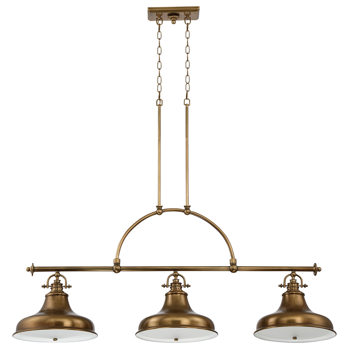 Emery 3-Light Weathered Brass Island Chandelier (Classic Americana Style)