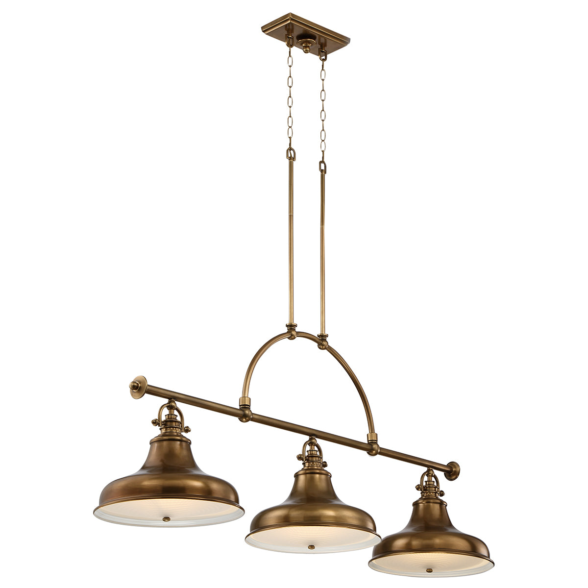 Emery 3-Light Weathered Brass Island Chandelier (Classic Americana Style)