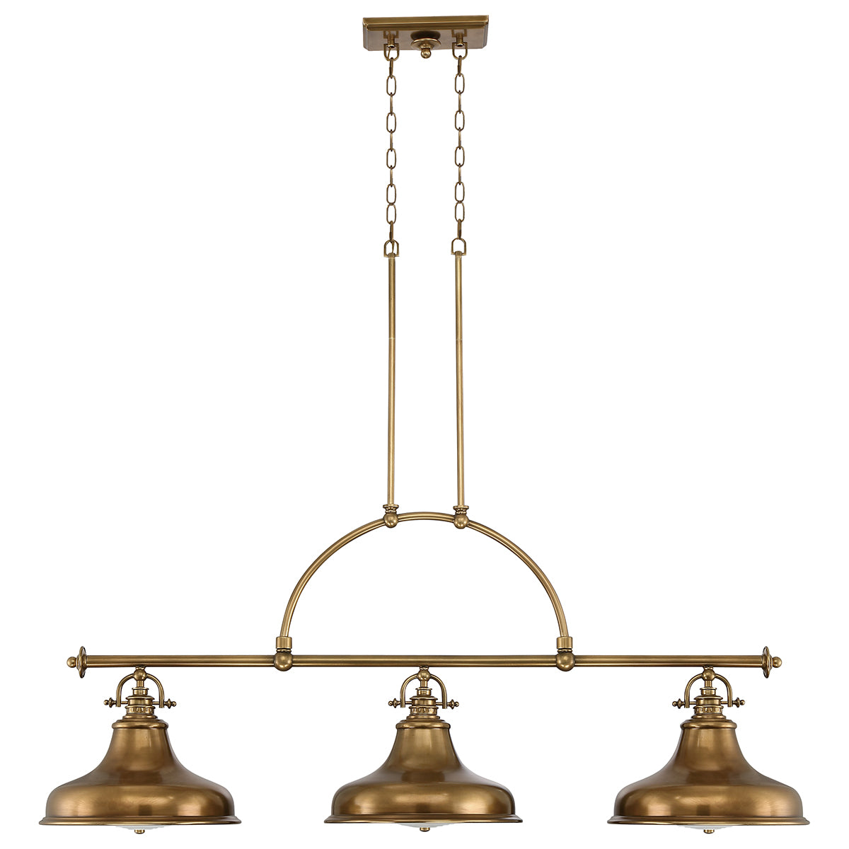 Emery 3-Light Weathered Brass Island Chandelier (Classic Americana Style)