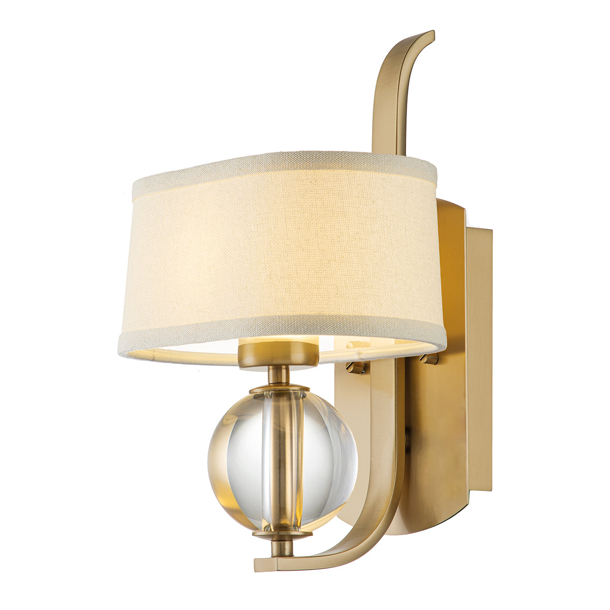 Uptown Gotham 1-Light Brushed Brass Wall Sconce (Glass & Shade)
