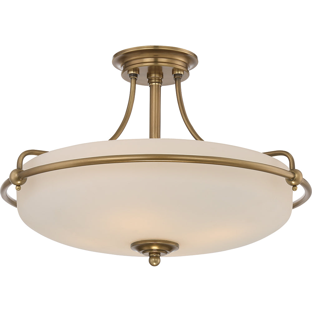 Griffin 4-Light Weathered Brass Semi-Flush Mount (Etched Glass)