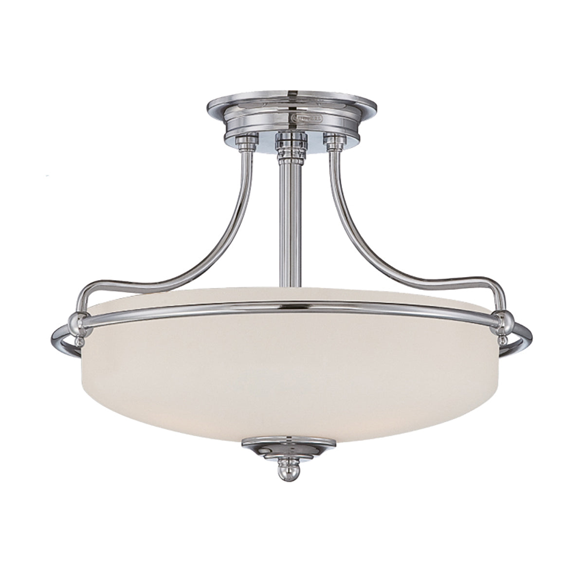 Griffin 3-Light Antique Nickel Semi-Flush Mount (Etched Glass)