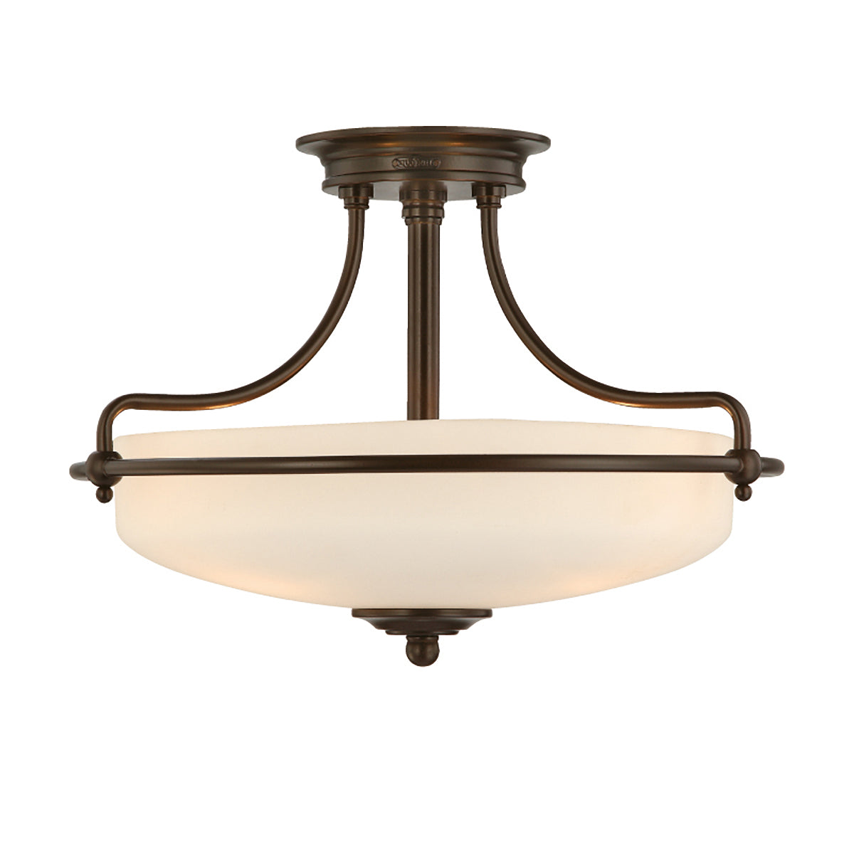 Griffin 3-Light Palladian Bronze Semi-Flush Mount (Etched Glass)