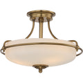 Griffin 3-Light Weathered Brass Semi-Flush Mount (Etched Glass)