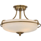 Griffin 3-Light Weathered Brass Semi-Flush Mount (Etched Glass)