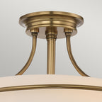 Griffin 3-Light Weathered Brass Semi-Flush Mount (Etched Glass)