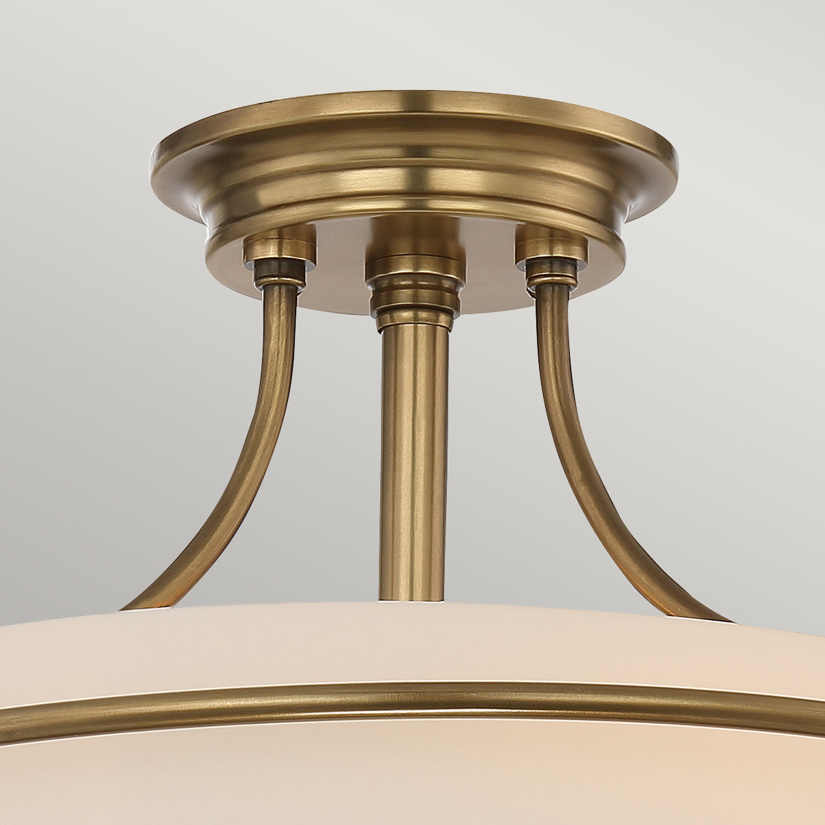 Griffin 3-Light Weathered Brass Semi-Flush Mount (Etched Glass)