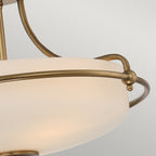 Griffin 3-Light Weathered Brass Semi-Flush Mount (Etched Glass)