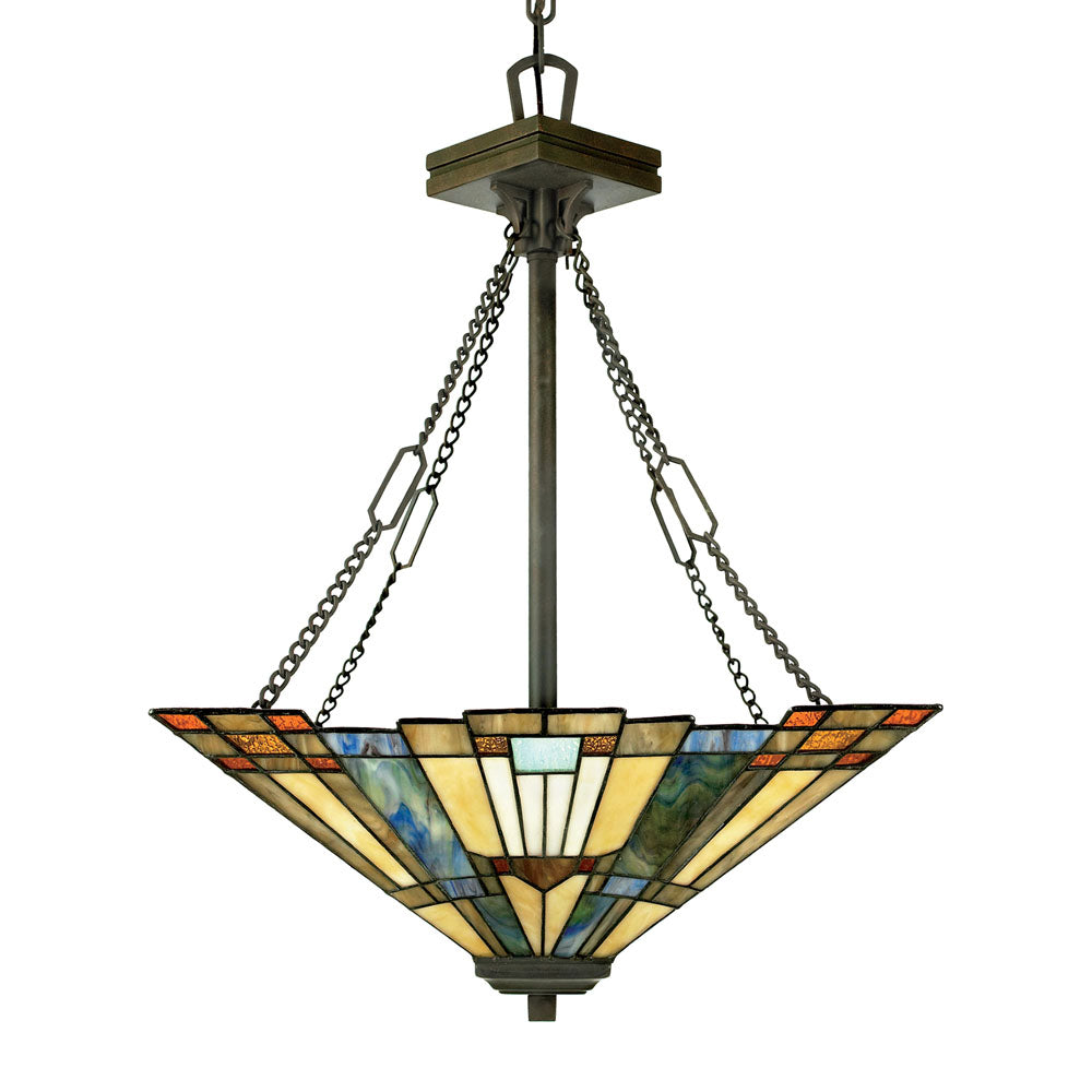 Inglenook 3-Light Pendant (Arts & Crafts Style with Geometric Shade)
