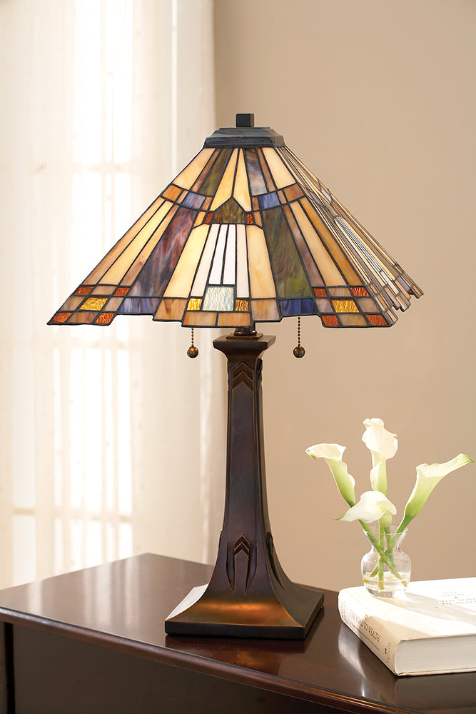 Inglenook 2-Light Table Lamp (Arts & Crafts with Geometric Shade)