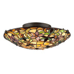 Kami 2-Light Flush Mount Ceiling Light (Handcrafted Tiffany in Warm Hues)