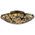 Kami 2-Light Flush Mount Ceiling Light (Handcrafted Tiffany in Warm Hues)