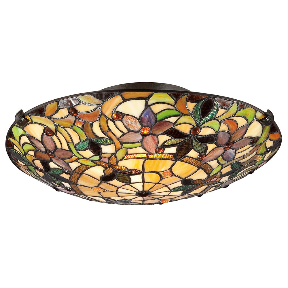 Kami 2-Light Flush Mount Ceiling Light (Handcrafted Tiffany in Warm Hues)