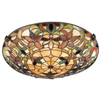 Kami 2-Light Flush Mount Ceiling Light (Handcrafted Tiffany in Warm Hues)