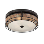 Laguna 3-Light Large Mosaic Tile Flush Mount (Taupe Mica Shade)