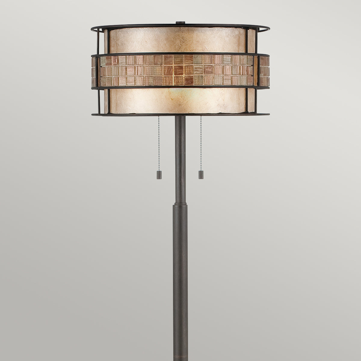 Laguna 2-Light Mosaic Tile Floor Lamp (Taupe Mica Shade)