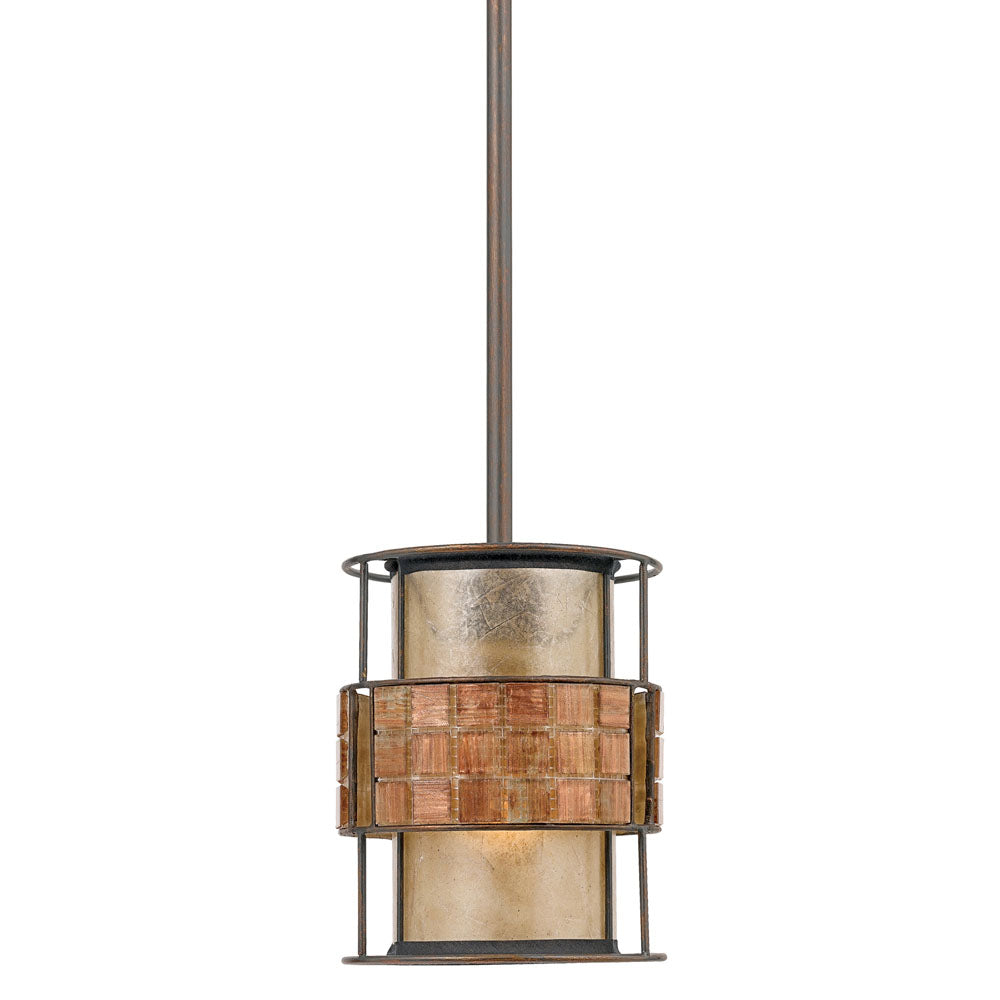 Laguna 1-Light Mini Pendant (Mosaic Tile & Taupe Mica Shade)