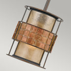 Laguna 1-Light Mini Pendant (Mosaic Tile & Taupe Mica Shade)