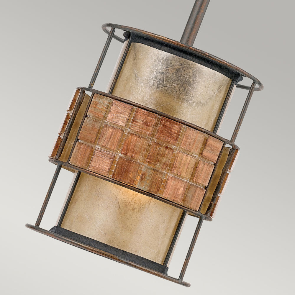 Laguna 1-Light Mini Pendant (Mosaic Tile & Taupe Mica Shade)